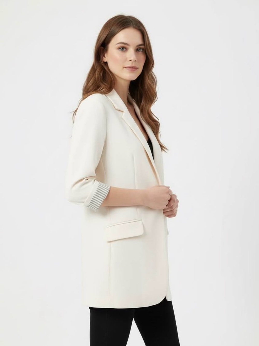 Dynamite Cream Single-Button Blazer - Picture 2 of 3